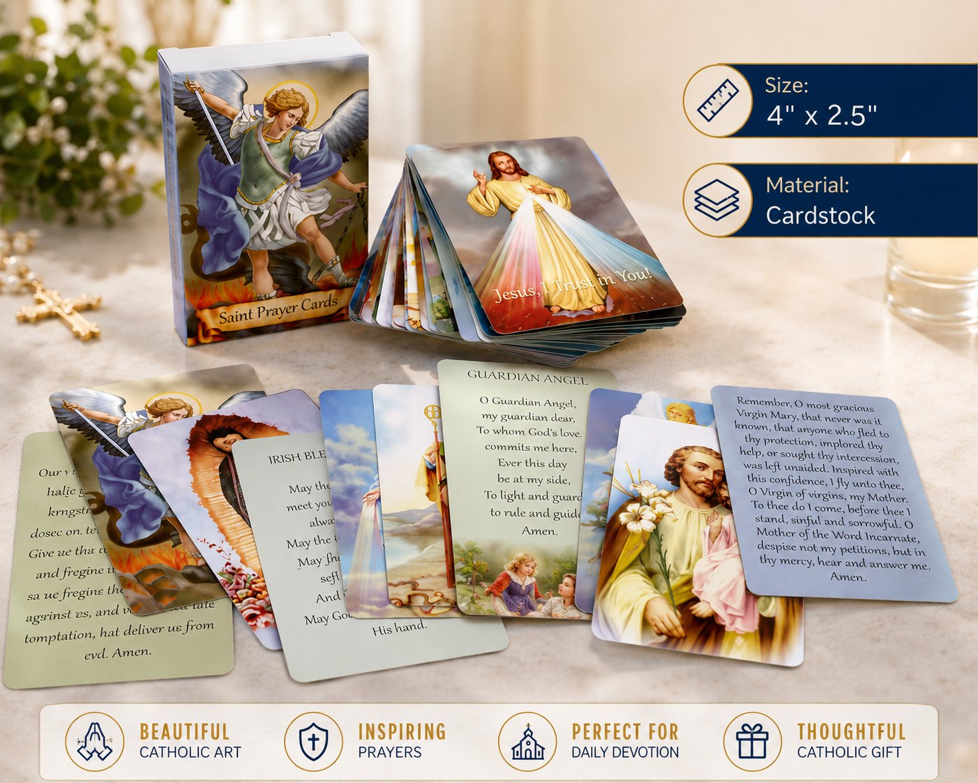 ✝🙏Catholic Faux Leather Holy Card Holder – Pocket Prayer Card Organizer with Snap Closure