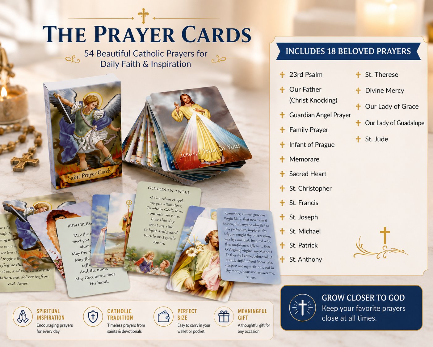 ✝🙏Catholic Faux Leather Holy Card Holder – Pocket Prayer Card Organizer with Snap Closure