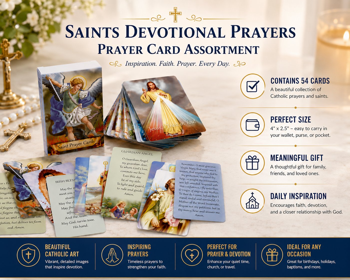 ✝🙏Catholic Faux Leather Holy Card Holder – Pocket Prayer Card Organizer with Snap Closure