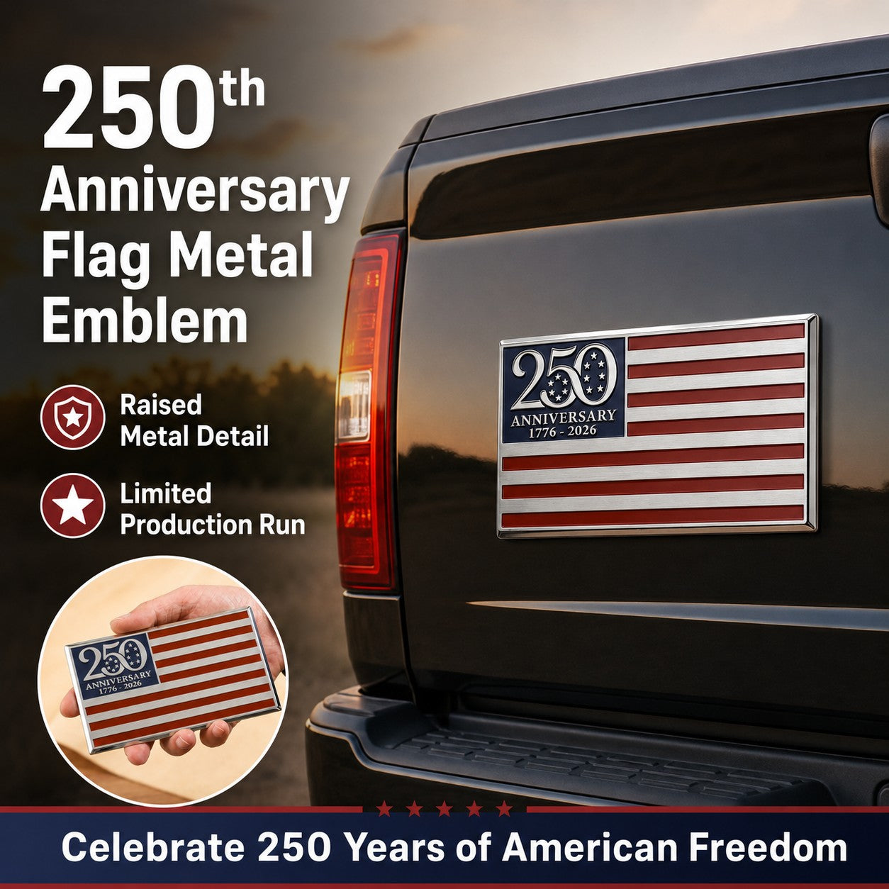 🔥 Father's Day 60% OFF! 250th Anniversary Metal Flag Emblem