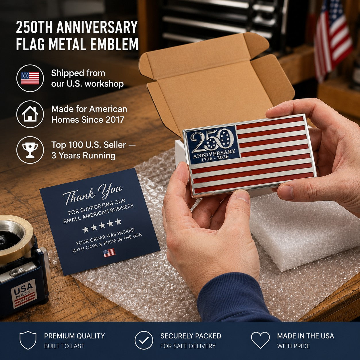 🔥 Father's Day 60% OFF! 250th Anniversary Metal Flag Emblem