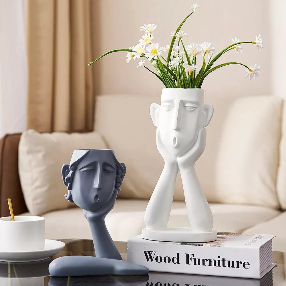 Emotional Faces Planter Sculpture Trio